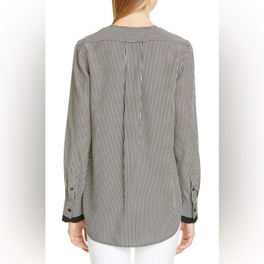 Rag & Bone Silk Blouse Victor Stripe V-Neck Sz M - Picture 3 of 10